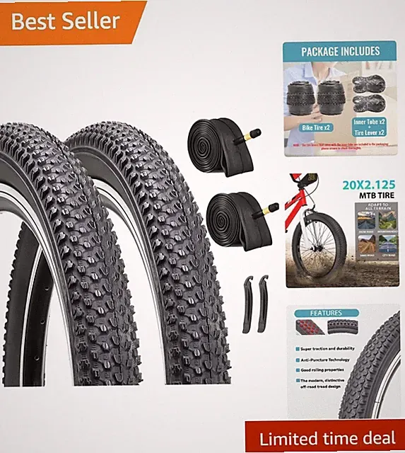 2-Pack Mountain Bike Tires Set: 20/24/26/27.5-inch Folding Replacement High-P...