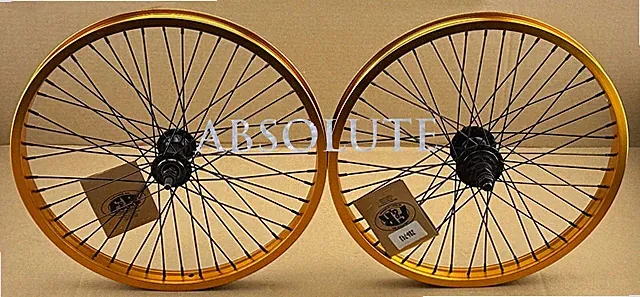 20"x2.125 BMX BIKE ALLOY Front OR 9T Cog Rear Wheel 48 Spoke Sealed Bearing Gold