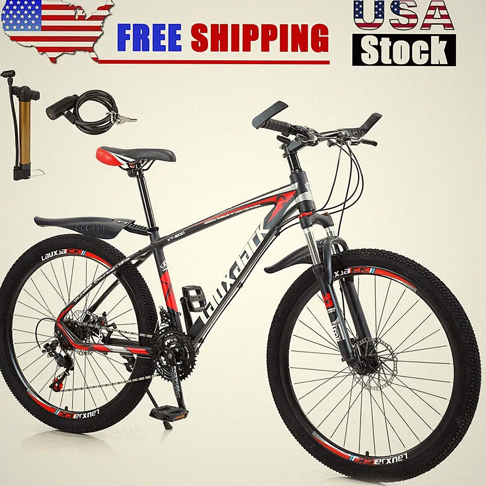 27.5 inches Wheels Adults Mountain Bike 21 Speed Bikes Bicycle MTB Black&Red A7