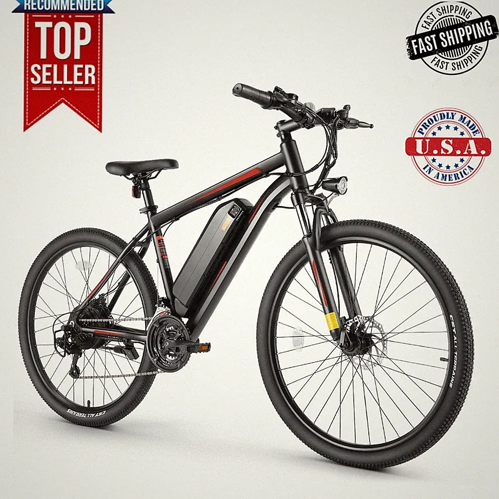 27.5inch 500W Electric Bike City Mountain Bicycle 48V/10Ah Battery 21-Speed, Red