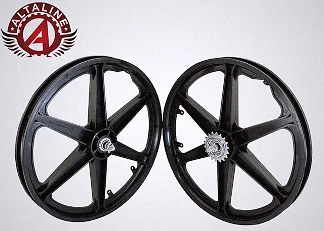 ALTALINE 20” GT Style BMX Mag Wheel BLACK 6-Spoke Front or Freewheel 3/8 Axle.