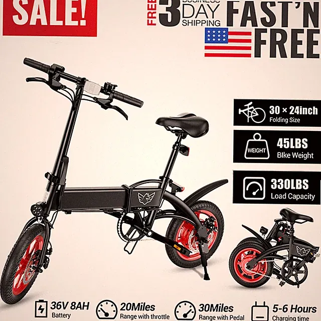 Commuter Ebike 350W 36V Fat Tire Folding Electric Bike Bicycle for Adults