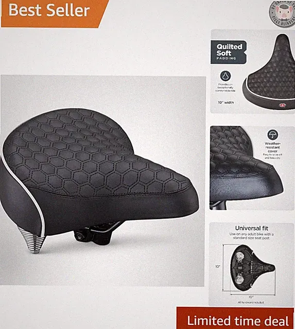 Extra Wide Comfort Bike Seat - Stylish Retro Quilted Design for Leisure Rides