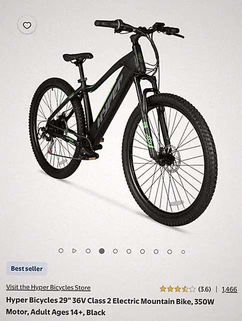 Hyper Bicycles Pedal Assist 29'' Electric Mountain Bike - Black