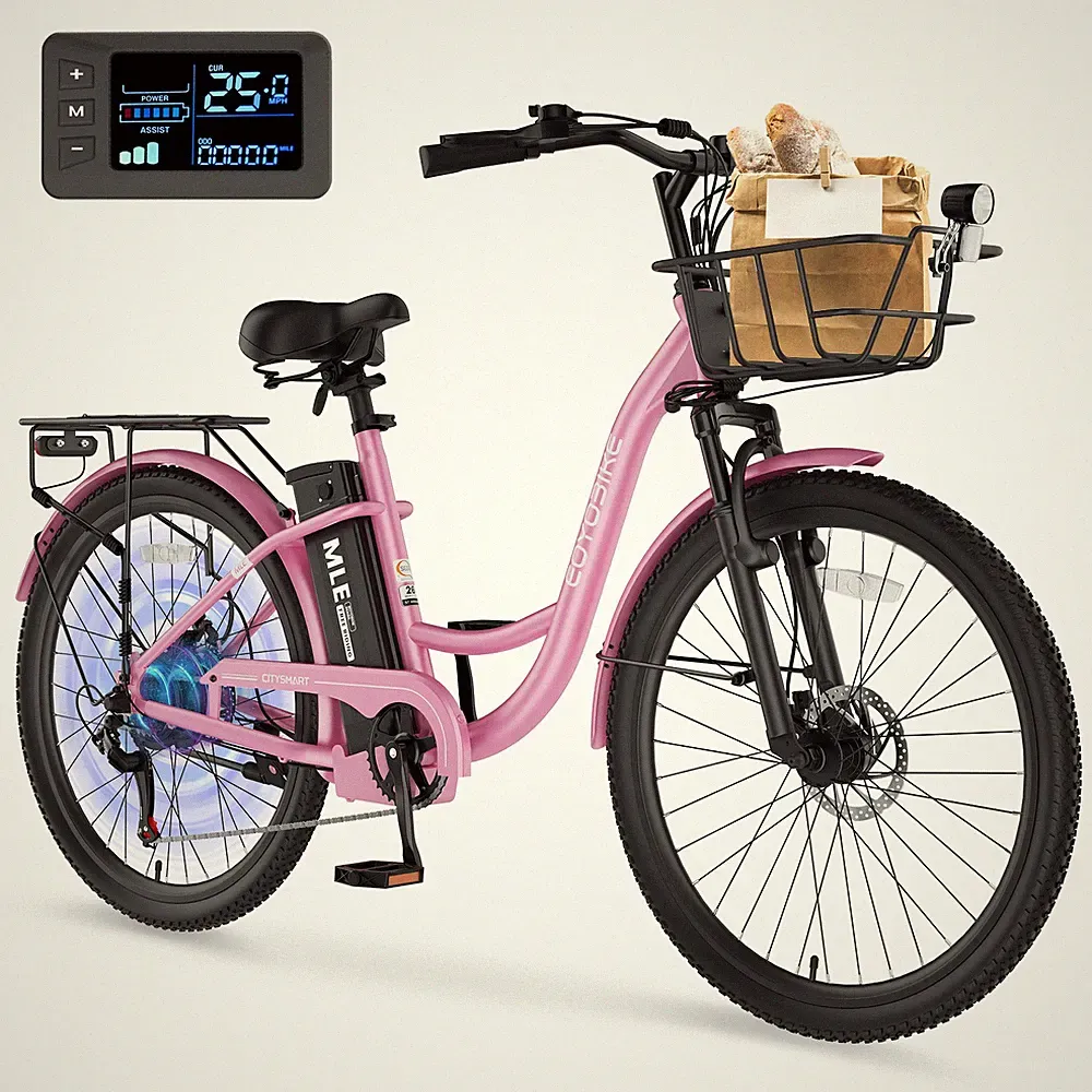MOPHOTO 24" Electric Bike for Adult 20 mph Cargo Ebike 700W Peak Bicycle 7 Speed