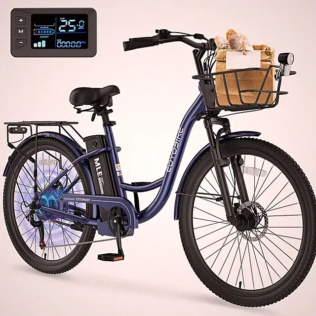 MOPHOTO Electric Bike for Women 24 26 Inch Step Through City Cruiser Ebikes